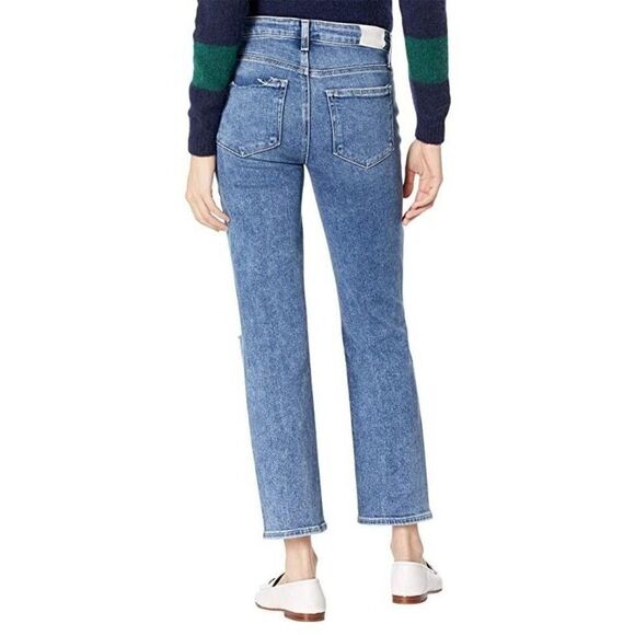 Paige 6804E77 Women's Sz 25 Blue High Rise Ankle Straight Leg Denim Jeans $229+ - Picture 6 of 6